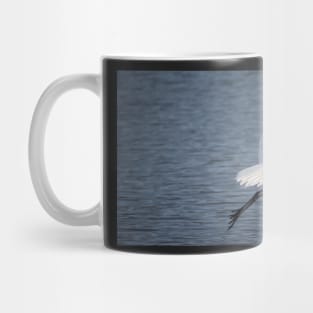 Great Egret Flying Over Water Mug